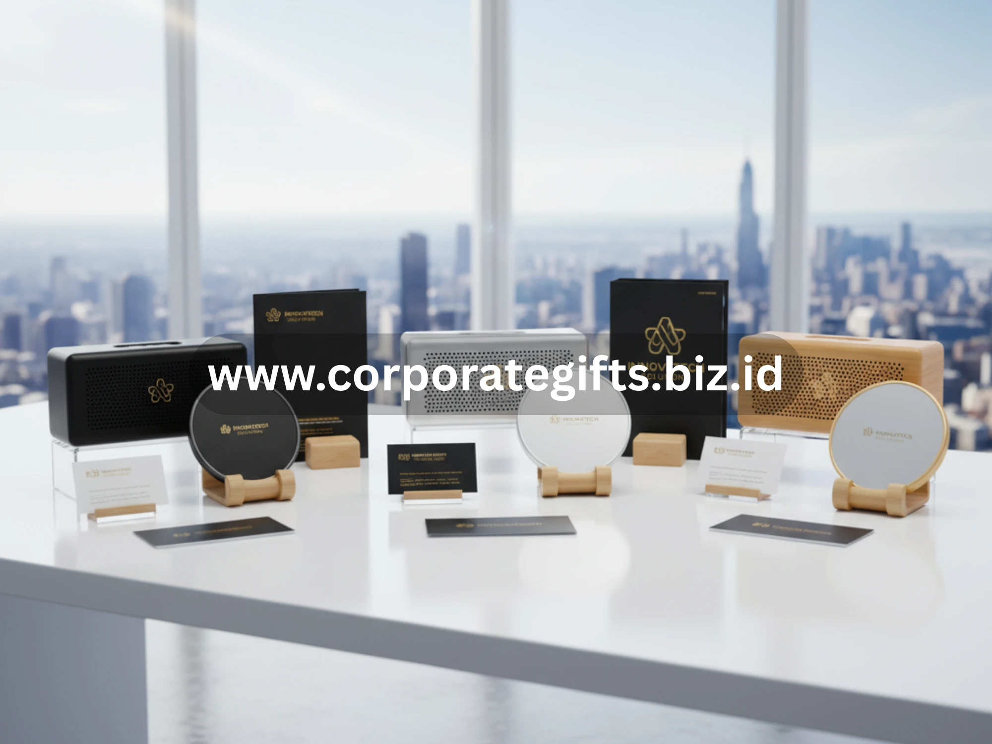 souvenir promosi teknologi perusahaan berupa speaker dan charger nirkabel